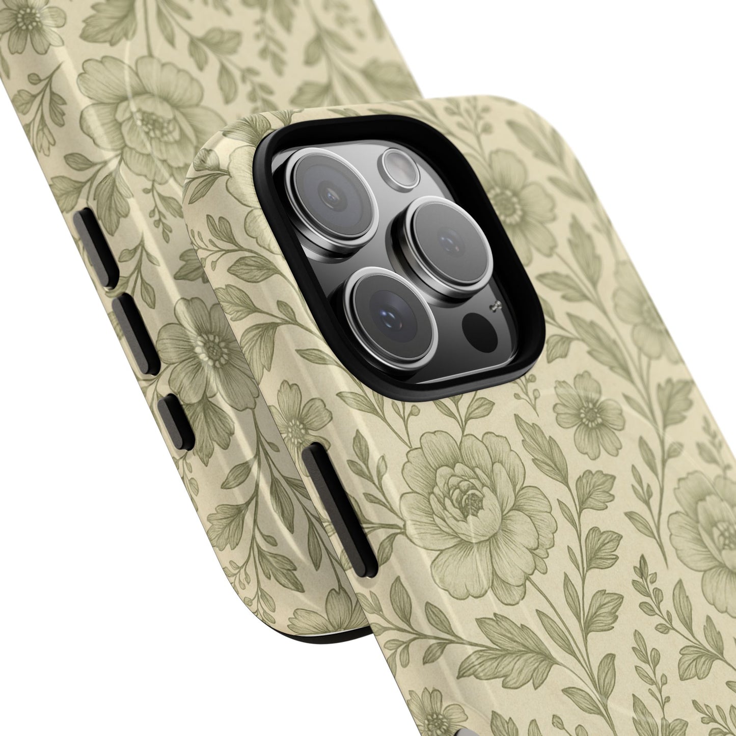 Sage Pattern Vintage Floral iPhone Case | Compatible with MagSafe
