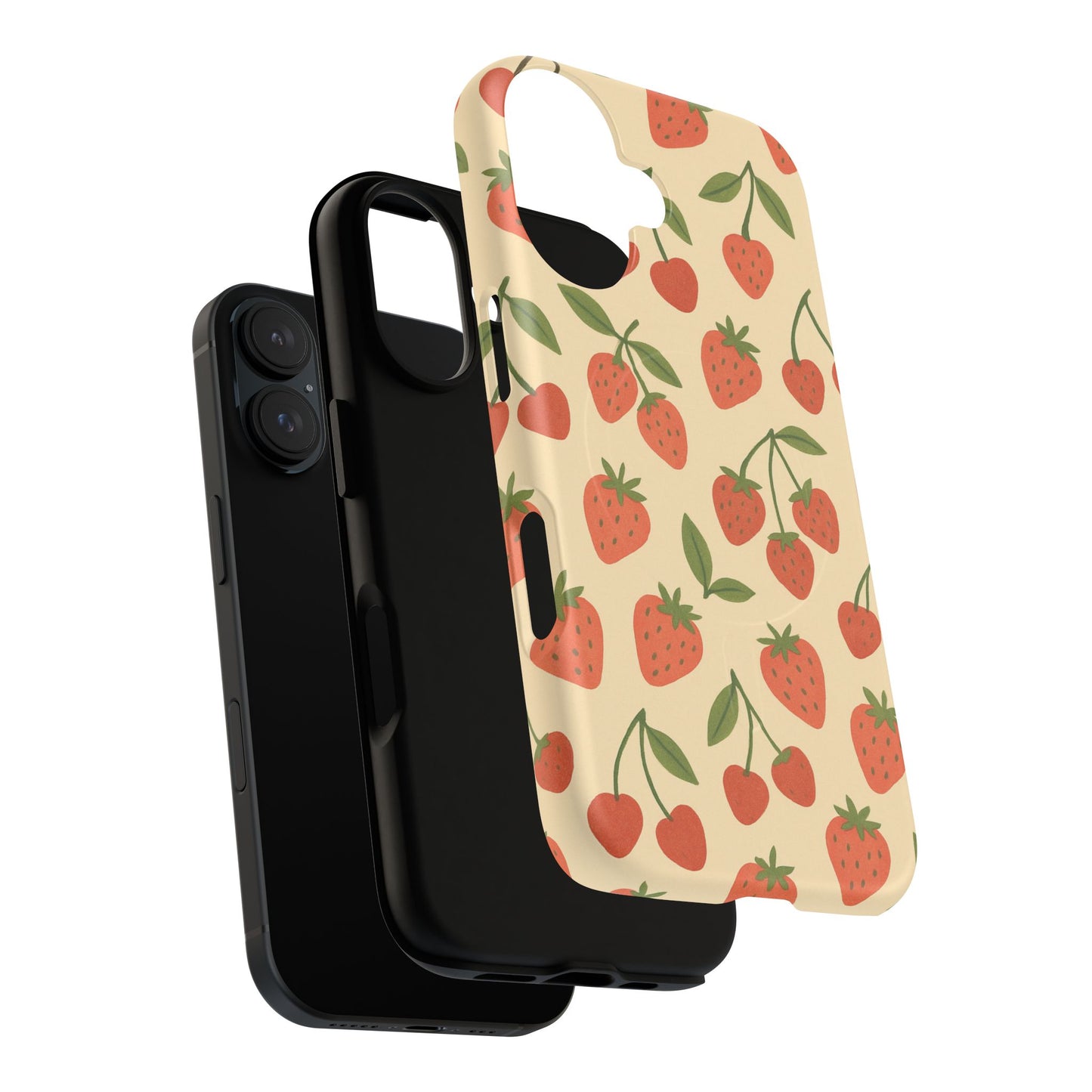 Strawberry Cherry Fruit Pattern iPhone Case | MagSafe Compatible