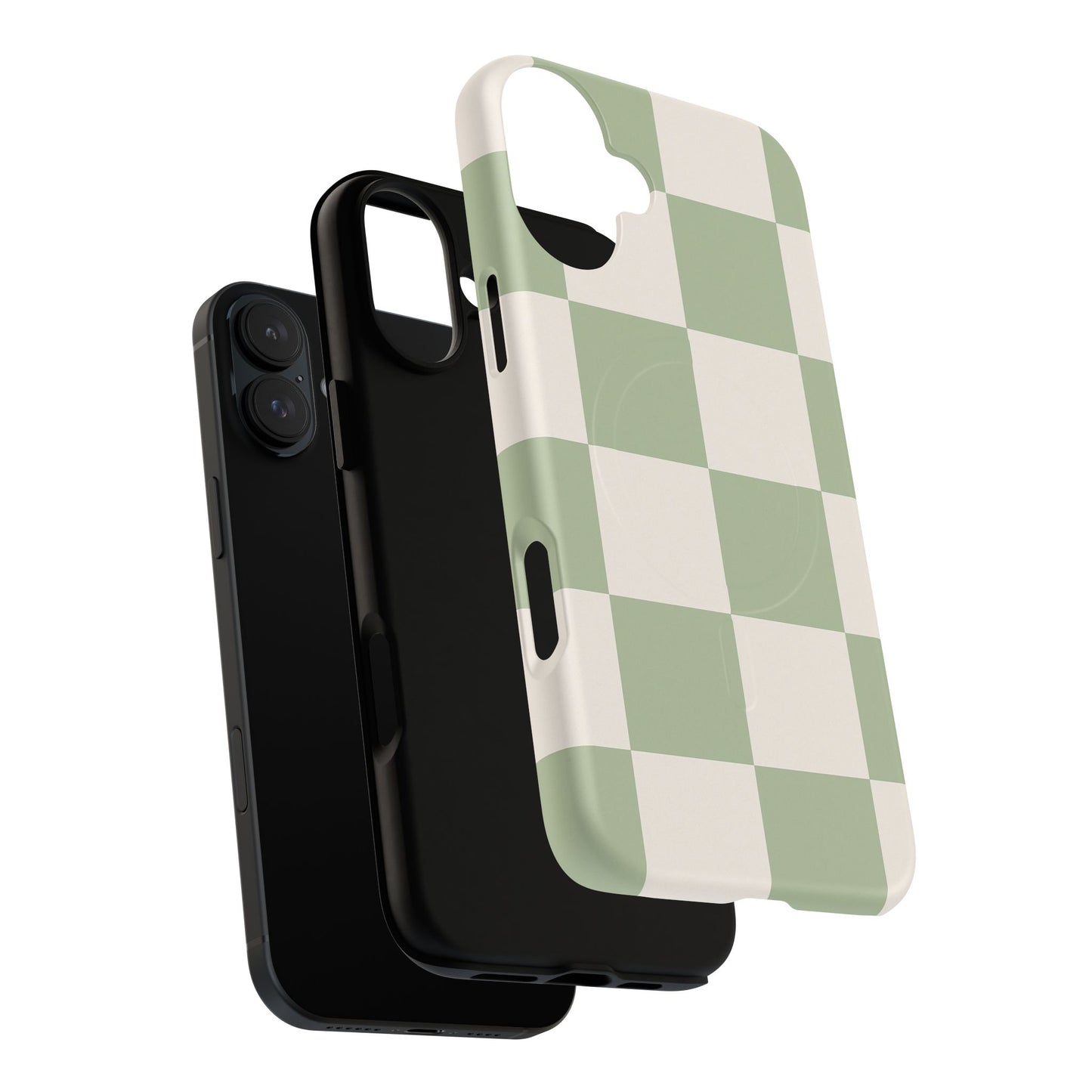Sage Checkerboard Tough iPhone Case - Compatible with MagSafe