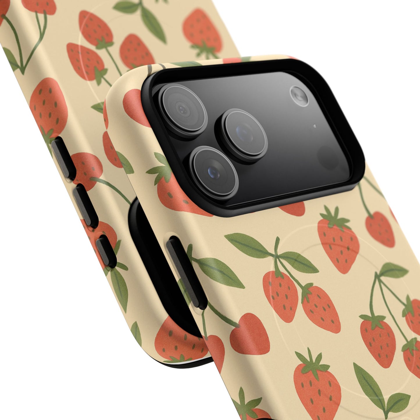 Strawberry Cherry Fruit Pattern iPhone Case | MagSafe Compatible