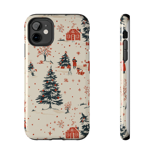 Winter Village Holiday Tough iPhone Case — Vintage Holidays & Snow Scene