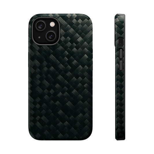 Dark Carbon Fiber Texture Magnetic Impact-Resistant iPhone Case | MagSafe compatible Shamo's iPhone 14 / Glossy