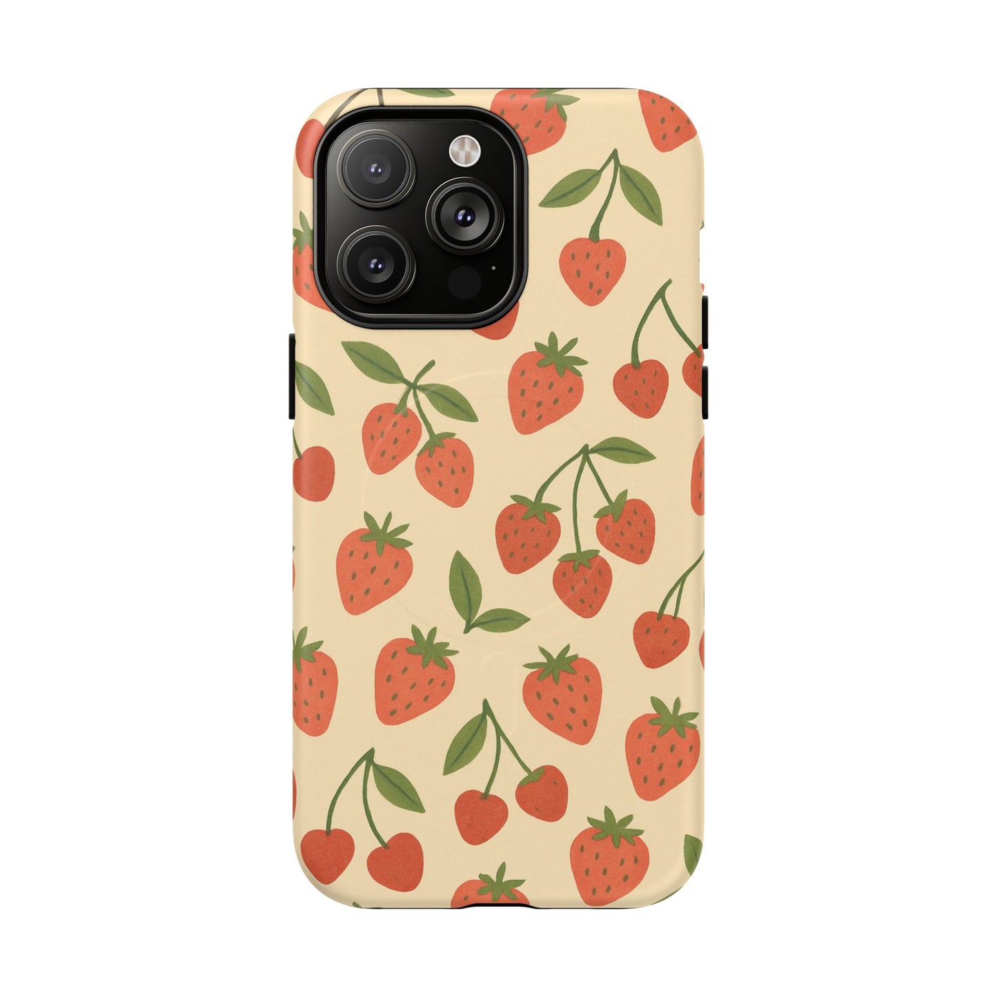 Strawberry Cherry Fruit Pattern iPhone Case | MagSafe Compatible