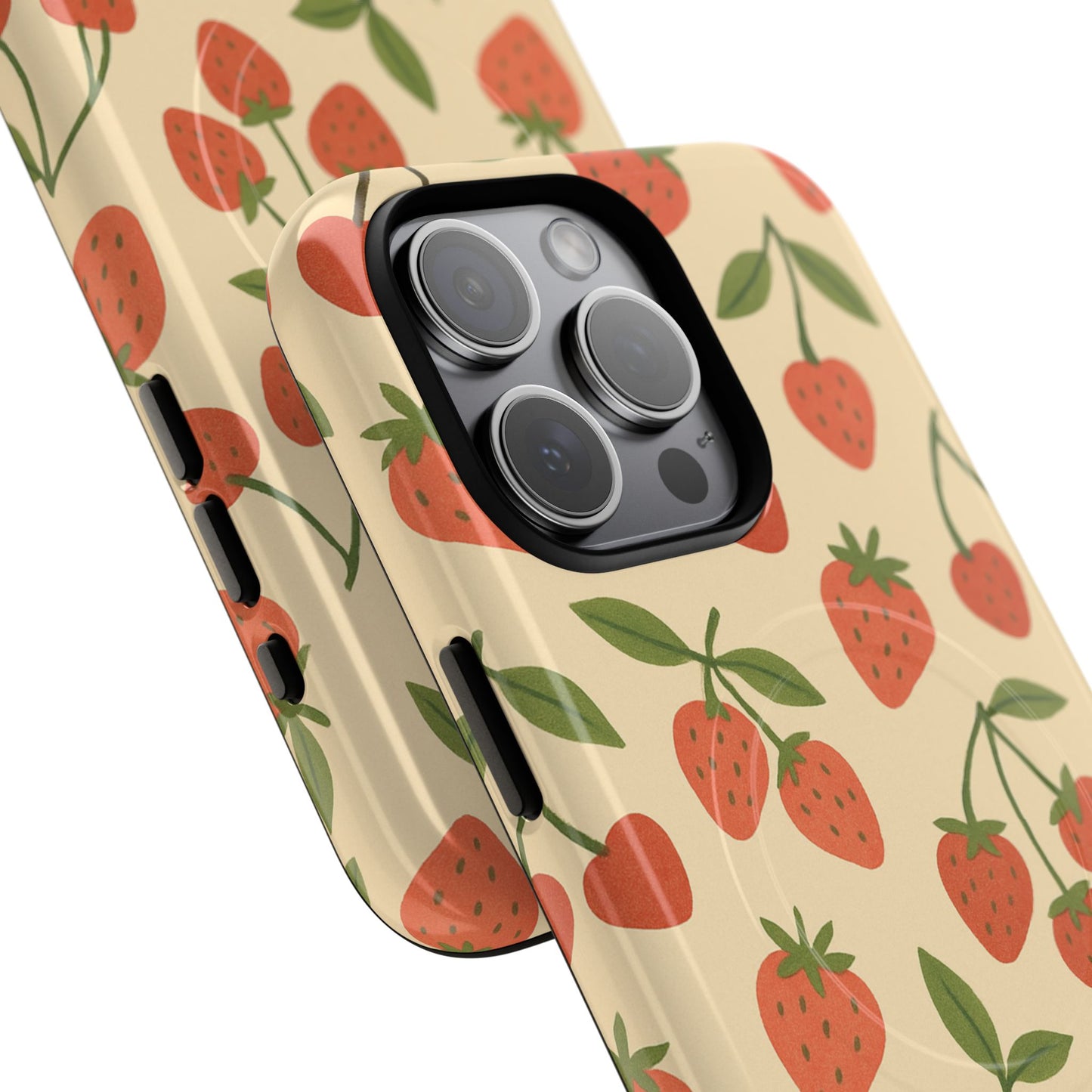 Strawberry Cherry Fruit Pattern iPhone Case | MagSafe Compatible