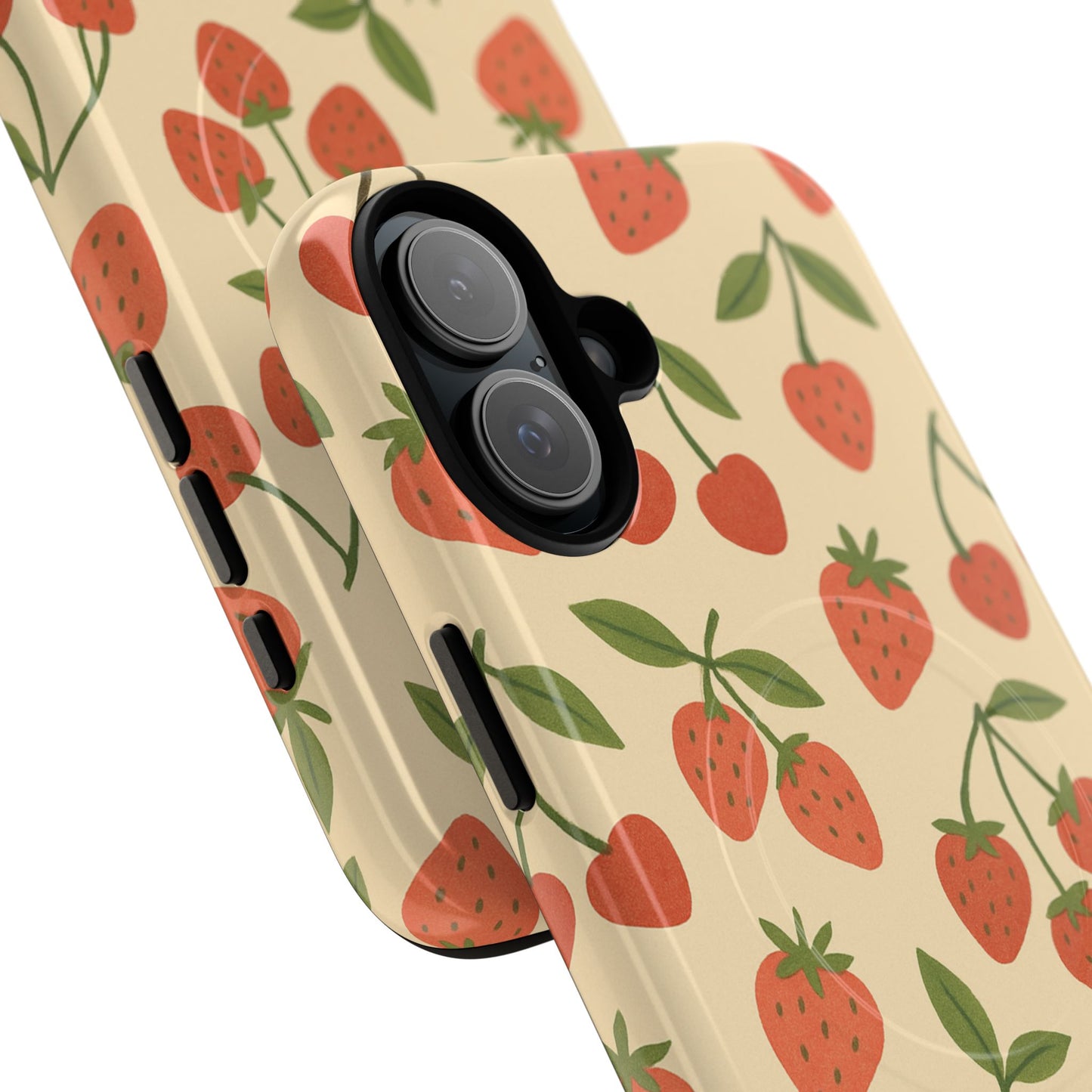 Strawberry Cherry Fruit Pattern iPhone Case | MagSafe Compatible