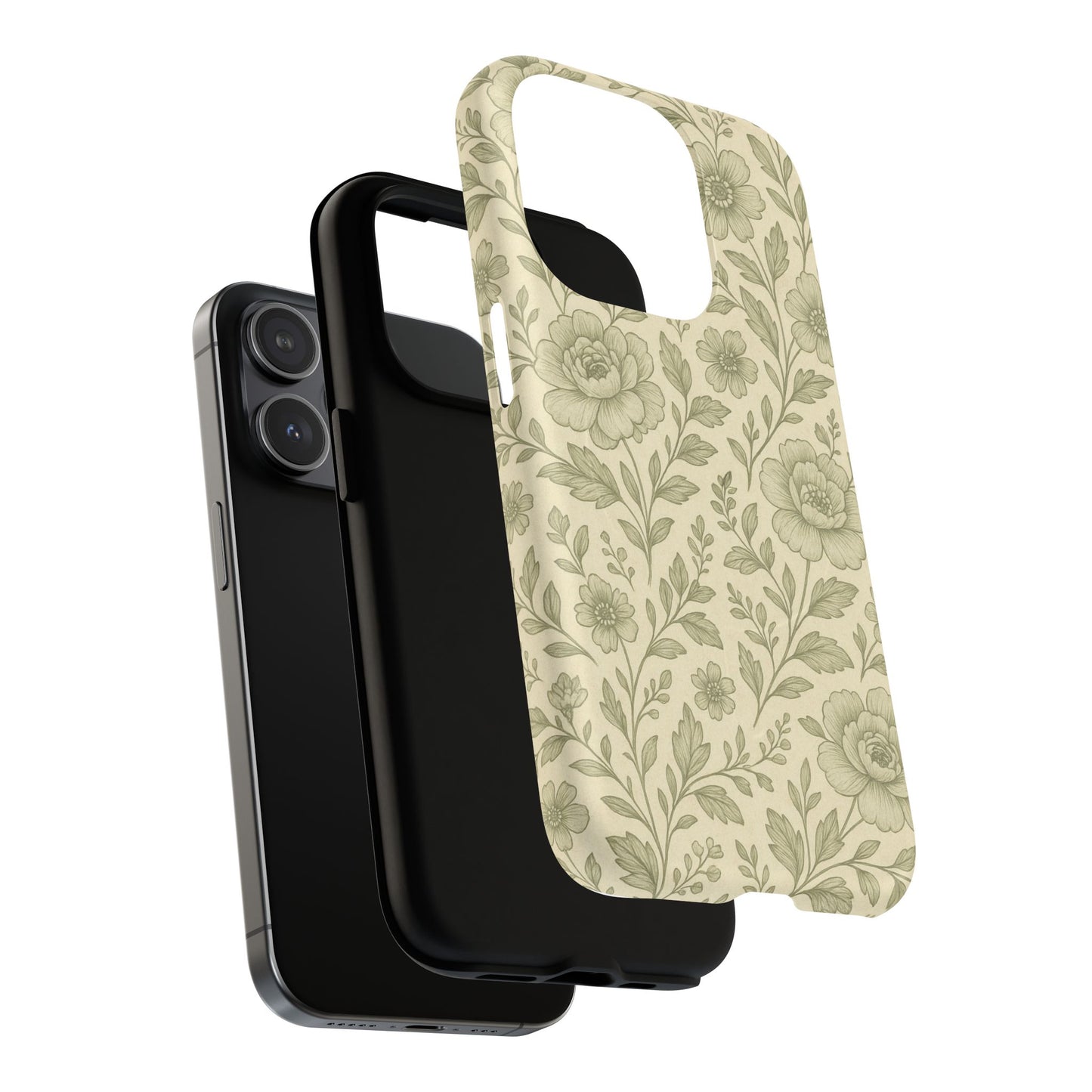 Sage Pattern Vintage Floral iPhone Case | Compatible with MagSafe