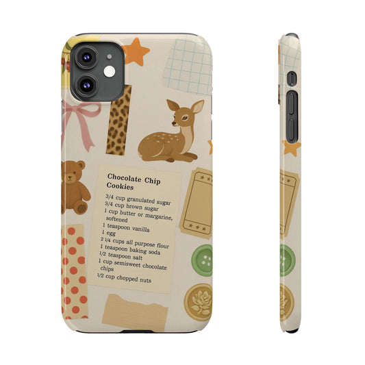 Slim iPhone Case — Cozy Baking & Teddy Pattern (Recipe, Deer, Buttons) Shamo's iPhone 11