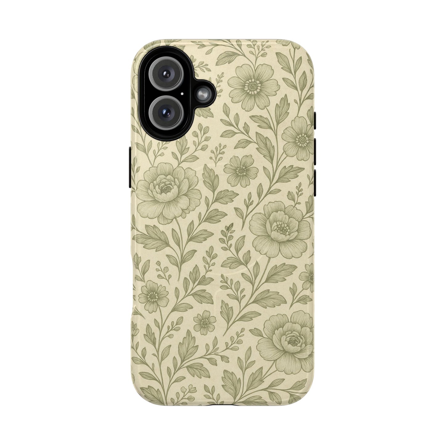 Sage Pattern Vintage Floral iPhone Case | Compatible with MagSafe