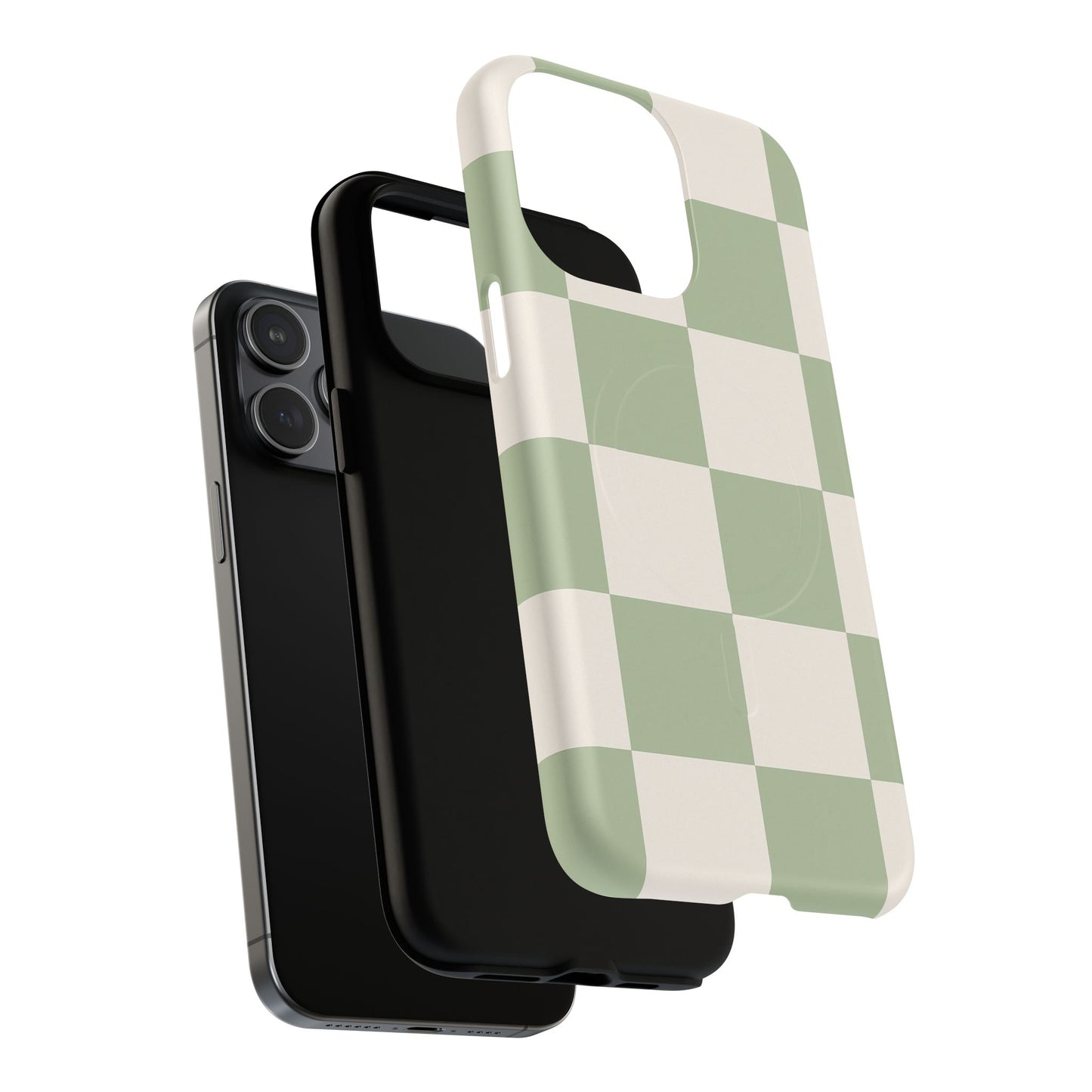 Sage Checkerboard Tough iPhone Case - Compatible with MagSafe