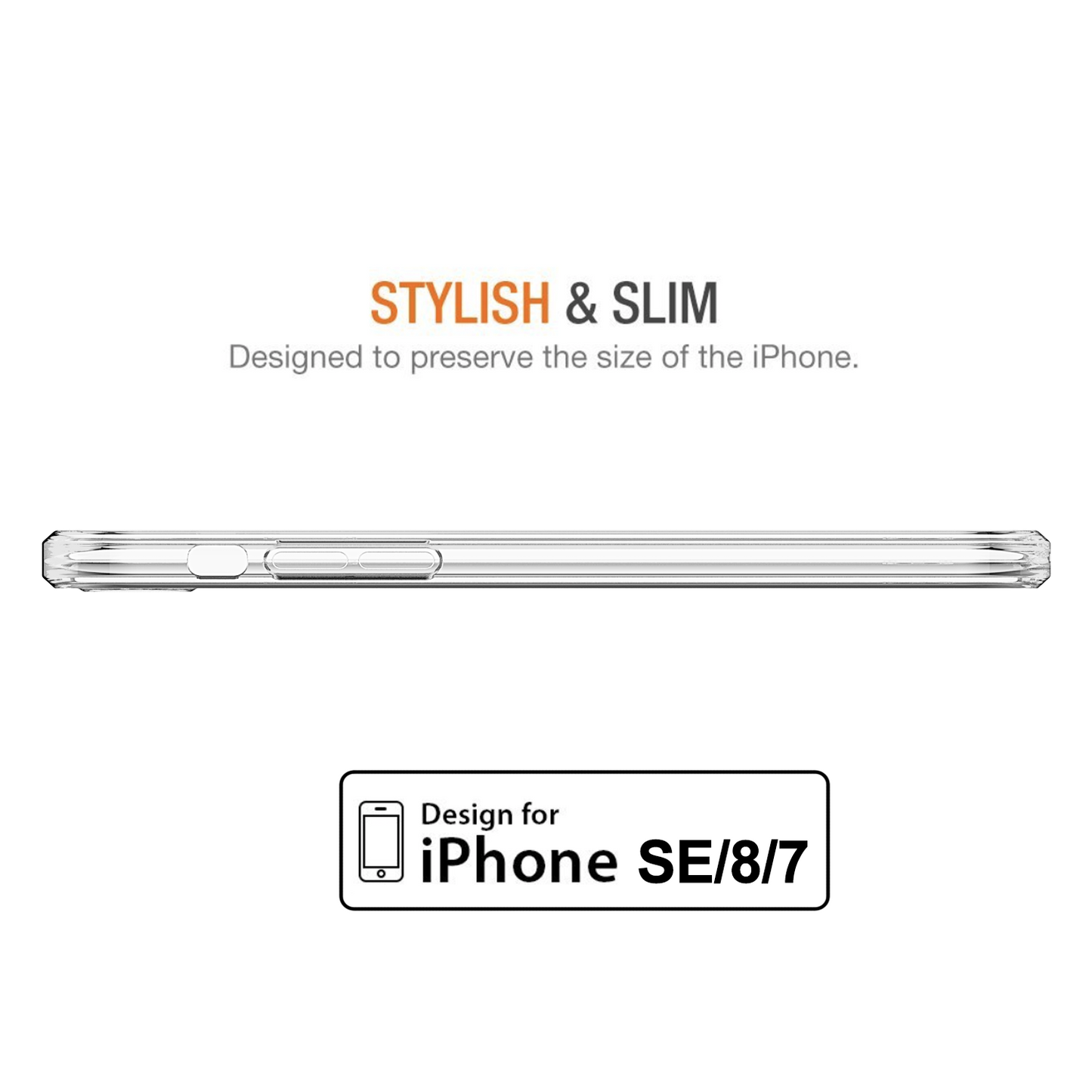 Clear Case for iPhone SE 2022 (3rd generation) iPhone SE 2020 (2nd Generation), iPhone 8 and iPhone 7 Transparent TPU Shock Absorption