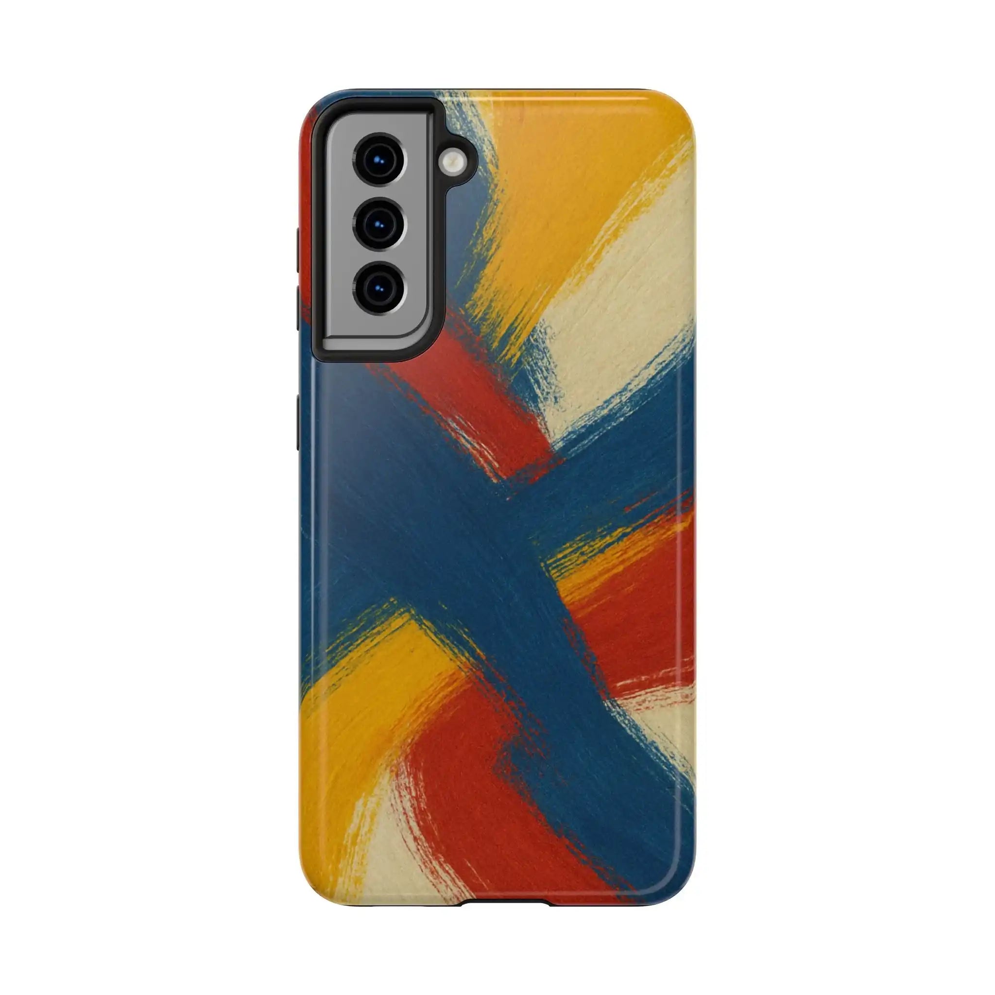 Abstract Brushstroke Tough Phone Case — Colorful Red, Blue & Yellow Protective Cover  Shamo's Samsung Galaxy S21