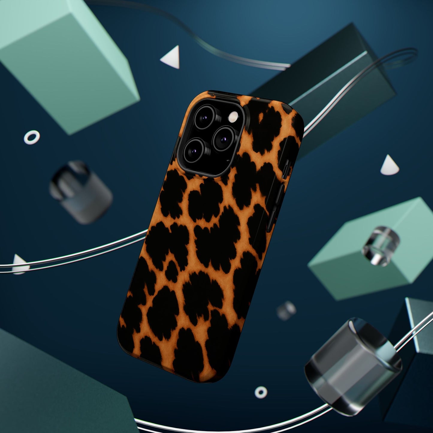 Leopard Print Impact-Resistant iPhone Case with MagSafe compatibility