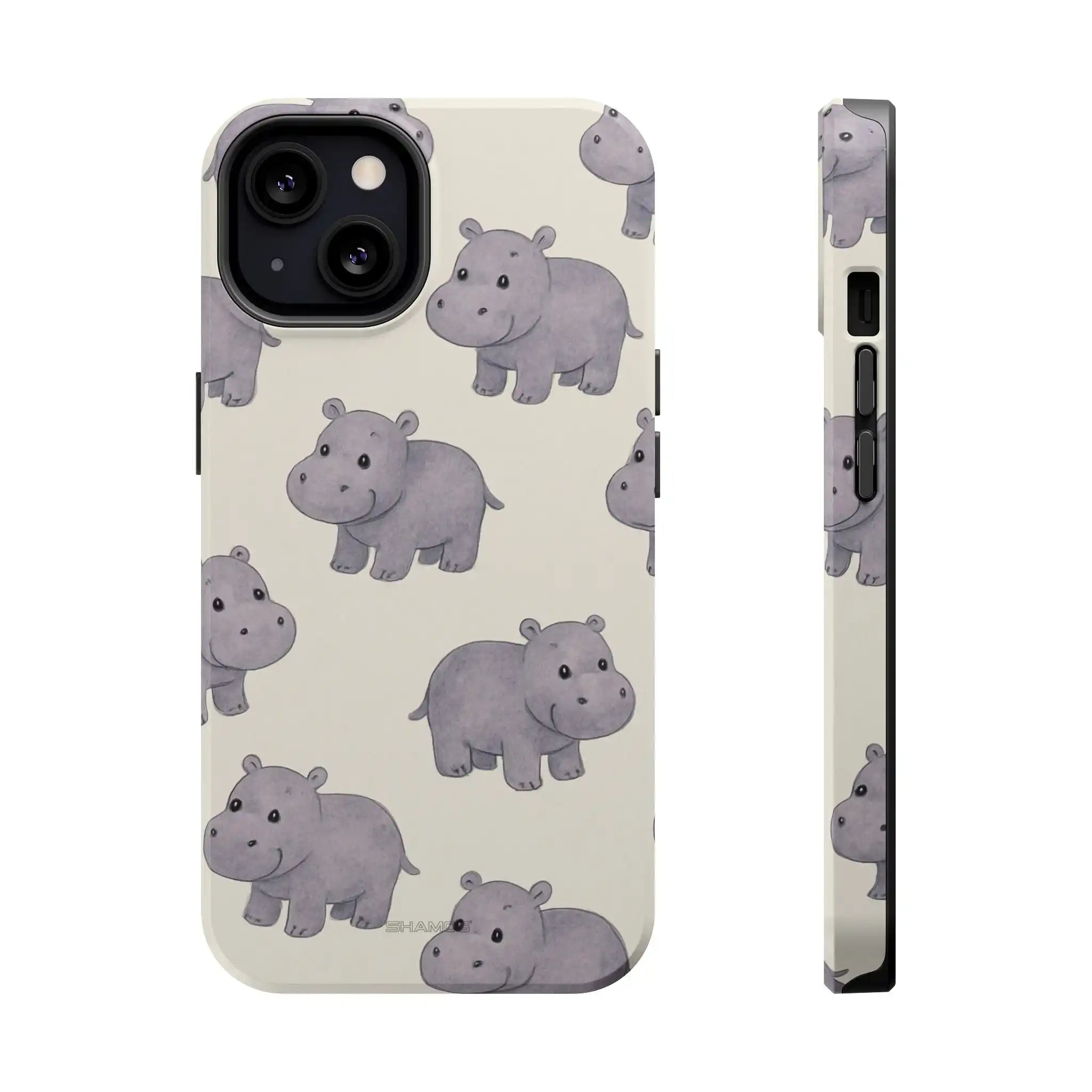 Cute Tiny Hippo Magnetic Impact-Resistant Phone Case - iPhone 13 / Glossy - Shamo's