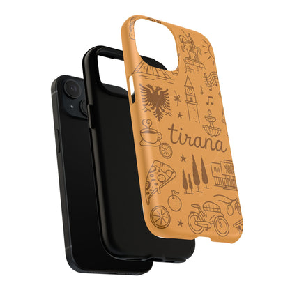 Tirana Illustrated Hand-Drawn iPhone Case — Albanian Landmarks & Icons | MagSafe compatible