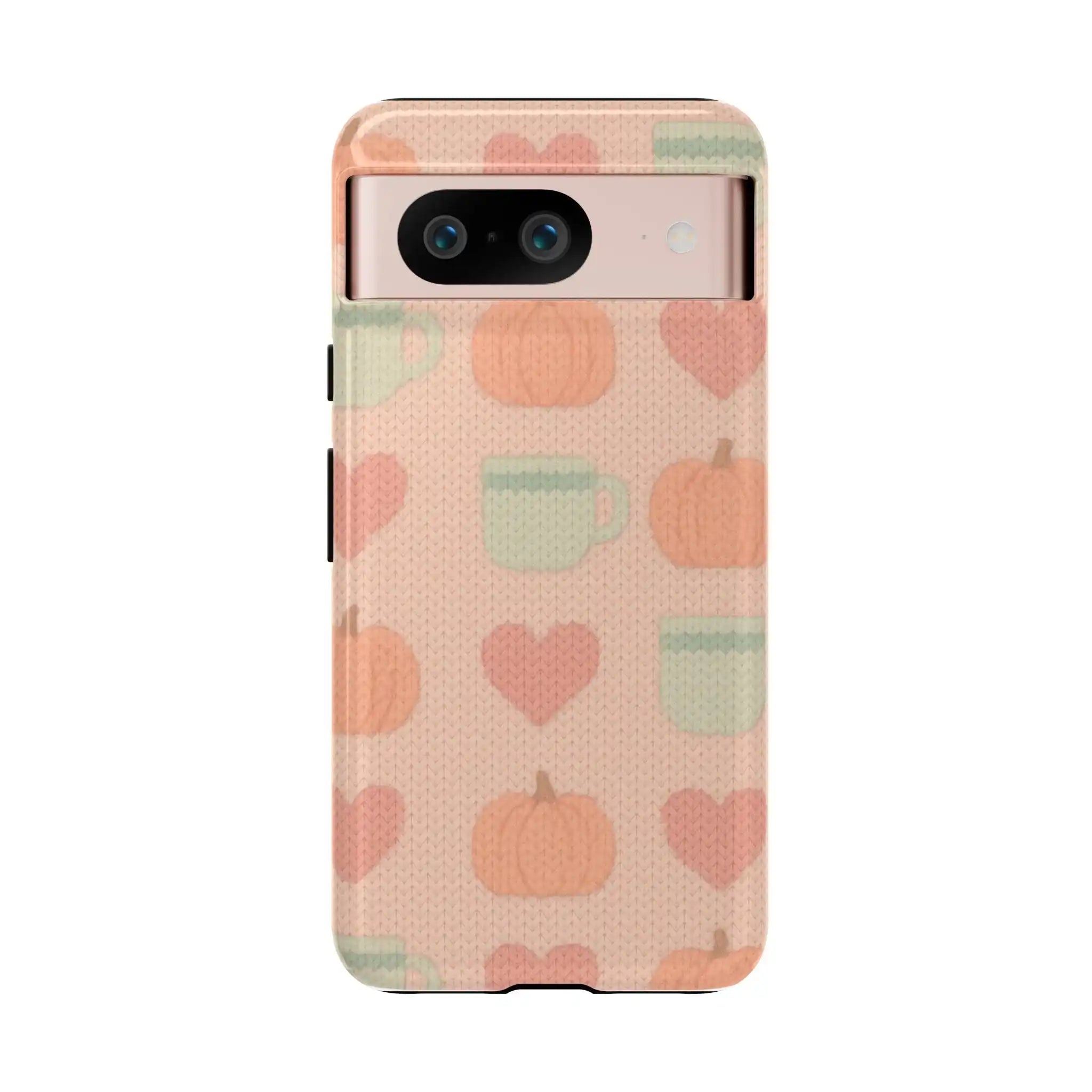 Autumn Cozy Phone Case – Pumpkin, Heart & Coffee Cup Pattern  Shamo's Google Pixel 8 / Glossy