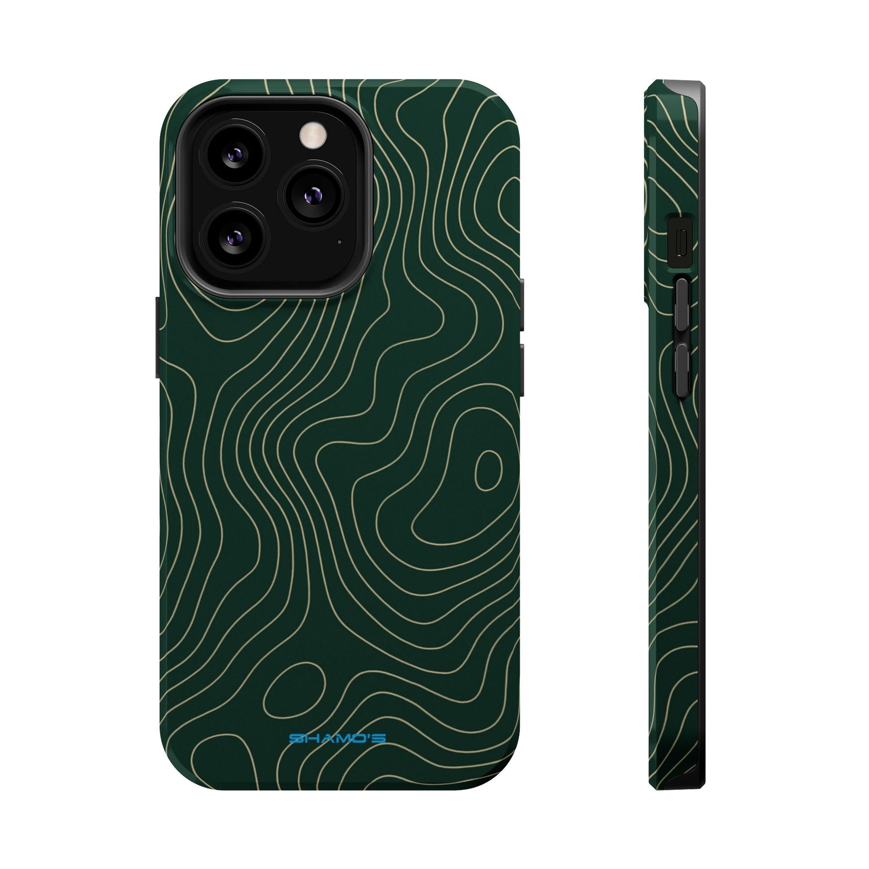 Topographic Green Magnetic Impact-Resistant iPhone Case | MagSafe compatible  Shamo's iPhone 13 Pro / Glossy