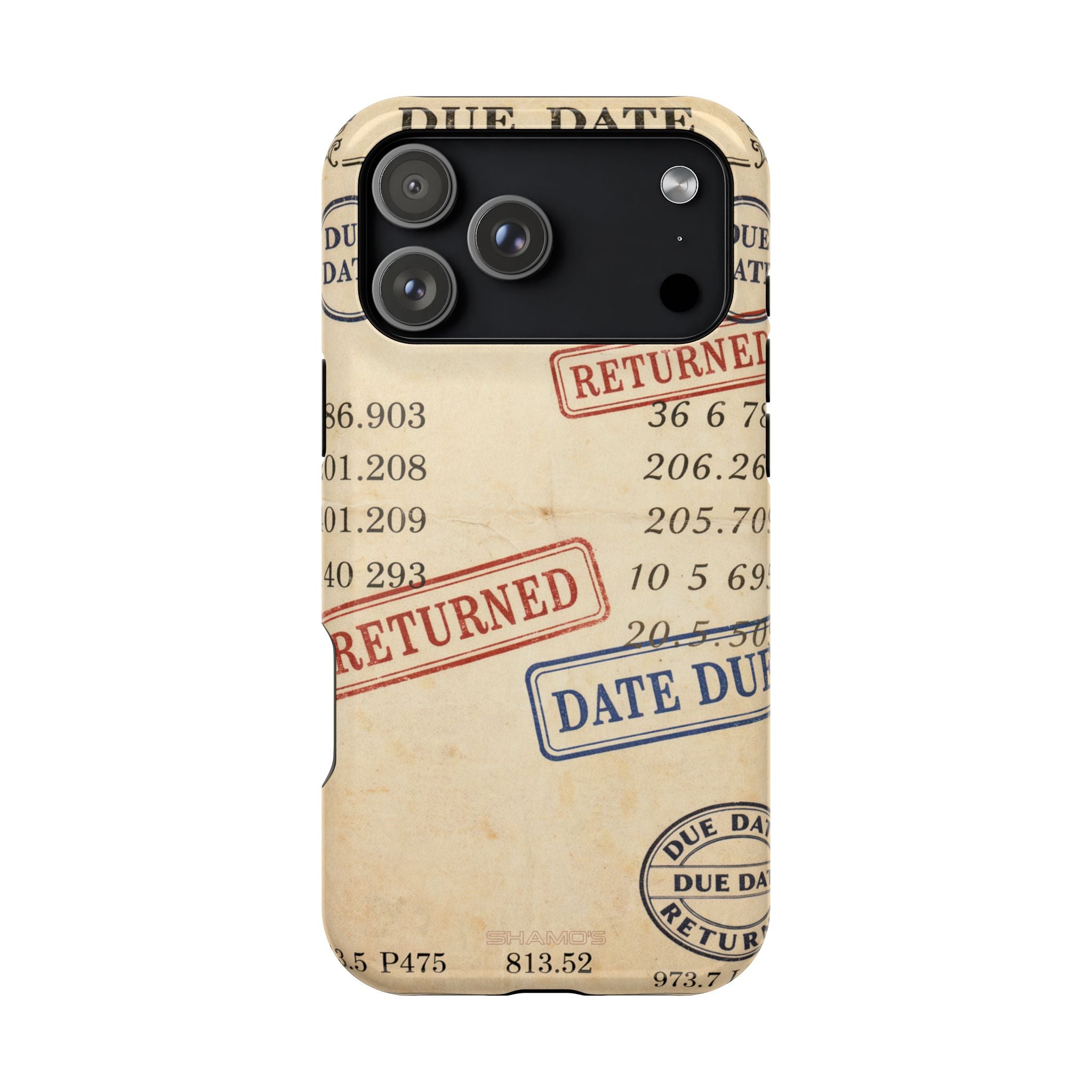Vintage Library Card Design Phone Case with MagSafe Compatibility - iPhone 17 Pro Max / Glossy - Shamo's