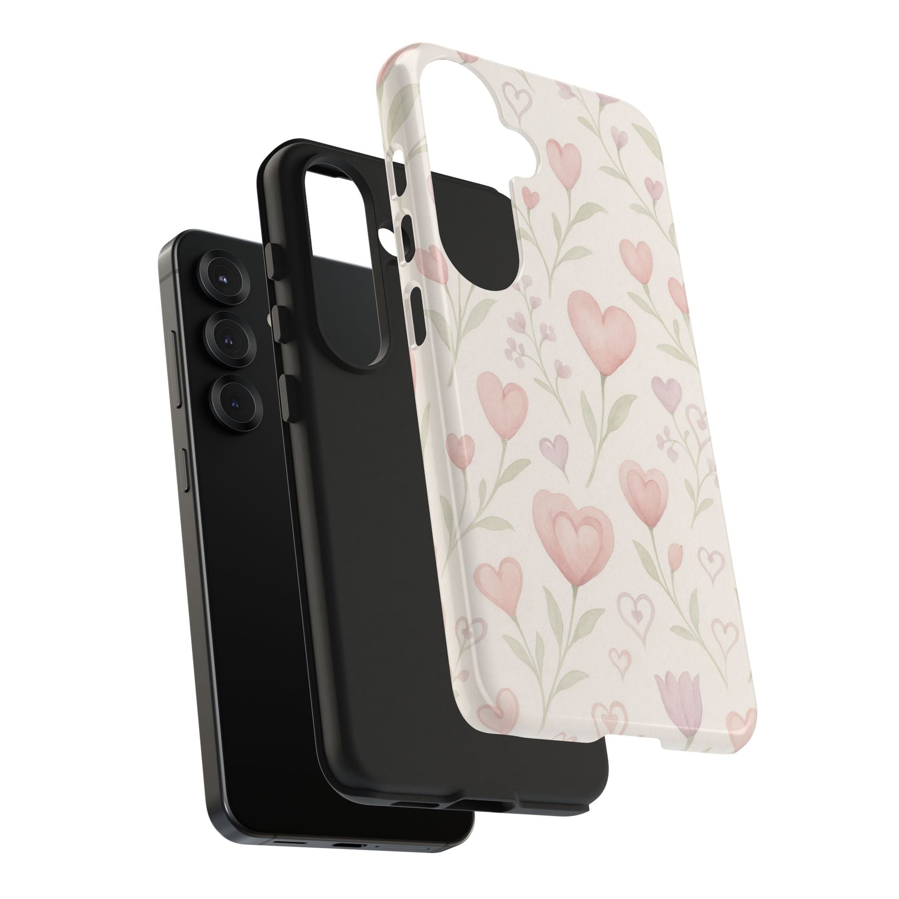 Pink Watercolor Heart Floral Pattern | Tough Impact Phone Case  Shamo's