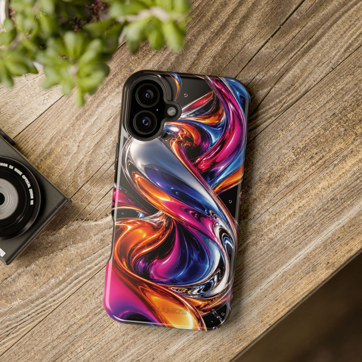 Liquid Aurora MagSafe Phone Case – Colorful Chrome-Effect Swirls | Glossy