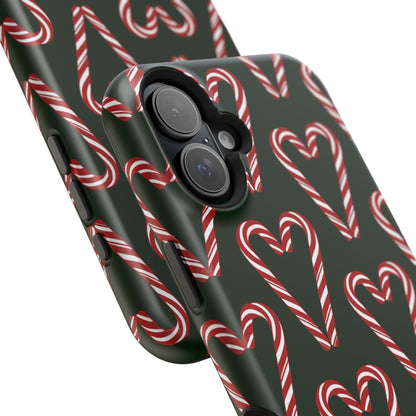 Candy Cane Heart MagSafe Impact-Resistant iPhone Case