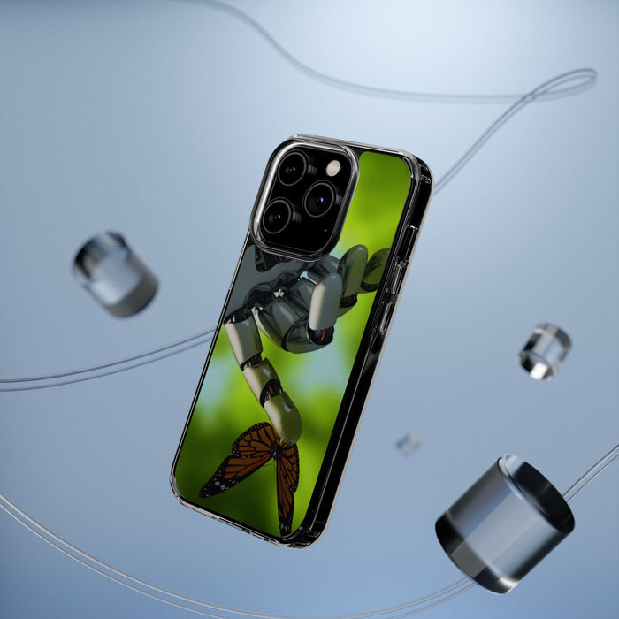 Clear Phone Cases with Robotic hand and Butterfly theme