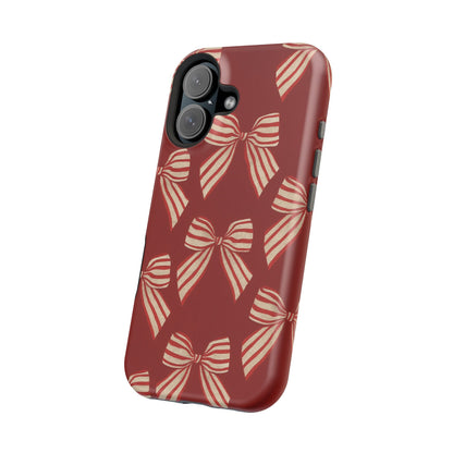 Holiday Red Bow iPhone Case — Impact‑Resistant iPhone Cover with MagSafe compatibility