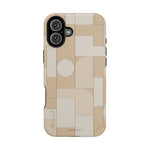 Geometric Beige Magnetic Impact-Resistant iPhone Case with Personalizable Quote and MagSafe Compatible