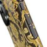 Gold Damask Magnetic Impact-Resistant iPhone Case with MagSafe Compatibility