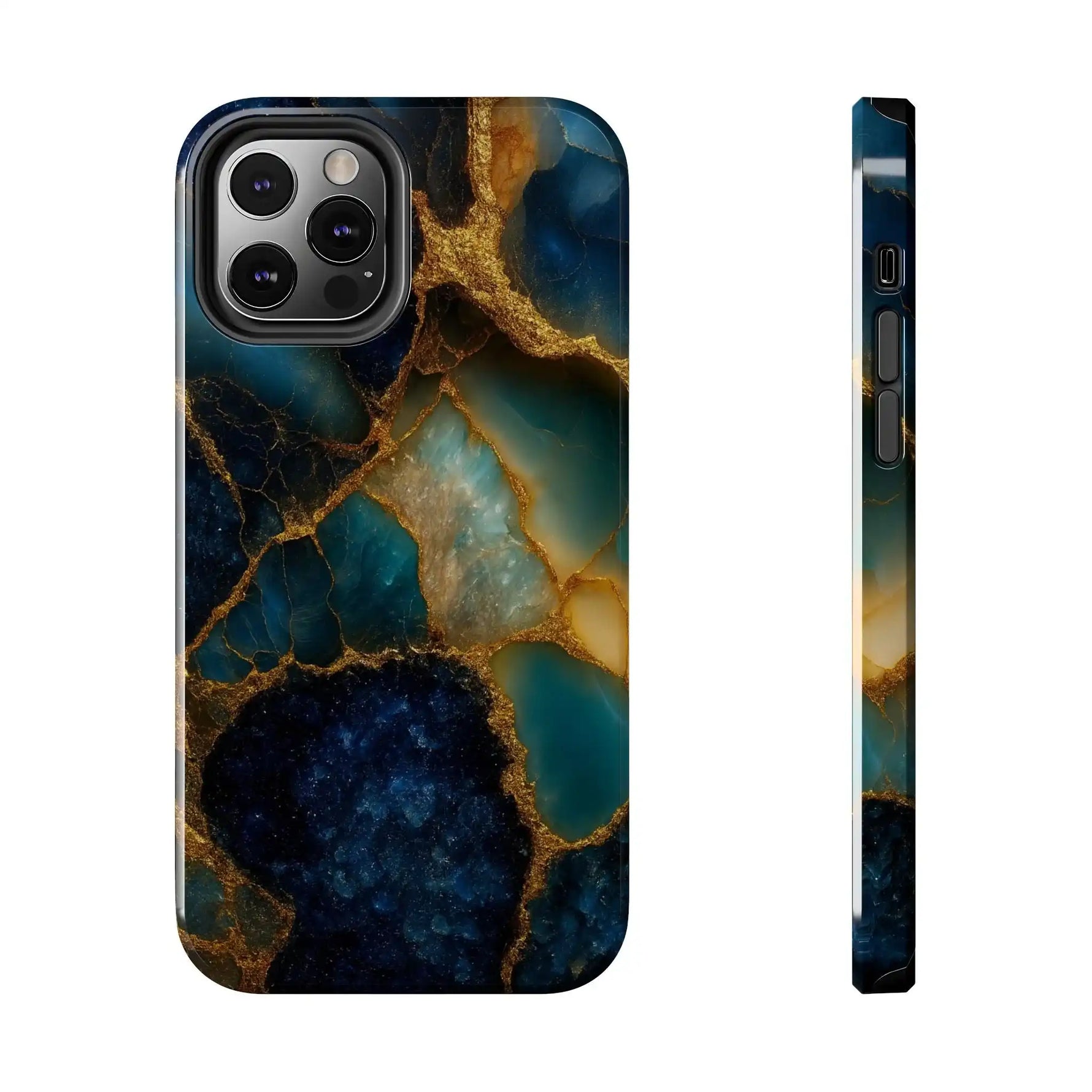Blue Gold Agate Tough Phone Case Marble Stone Design  Shamo's
