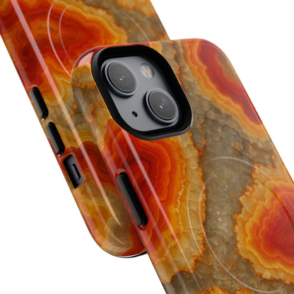 Agate Glow Marble iPhone Case Orange Geode Stone Design with MagSafe - Shamo's