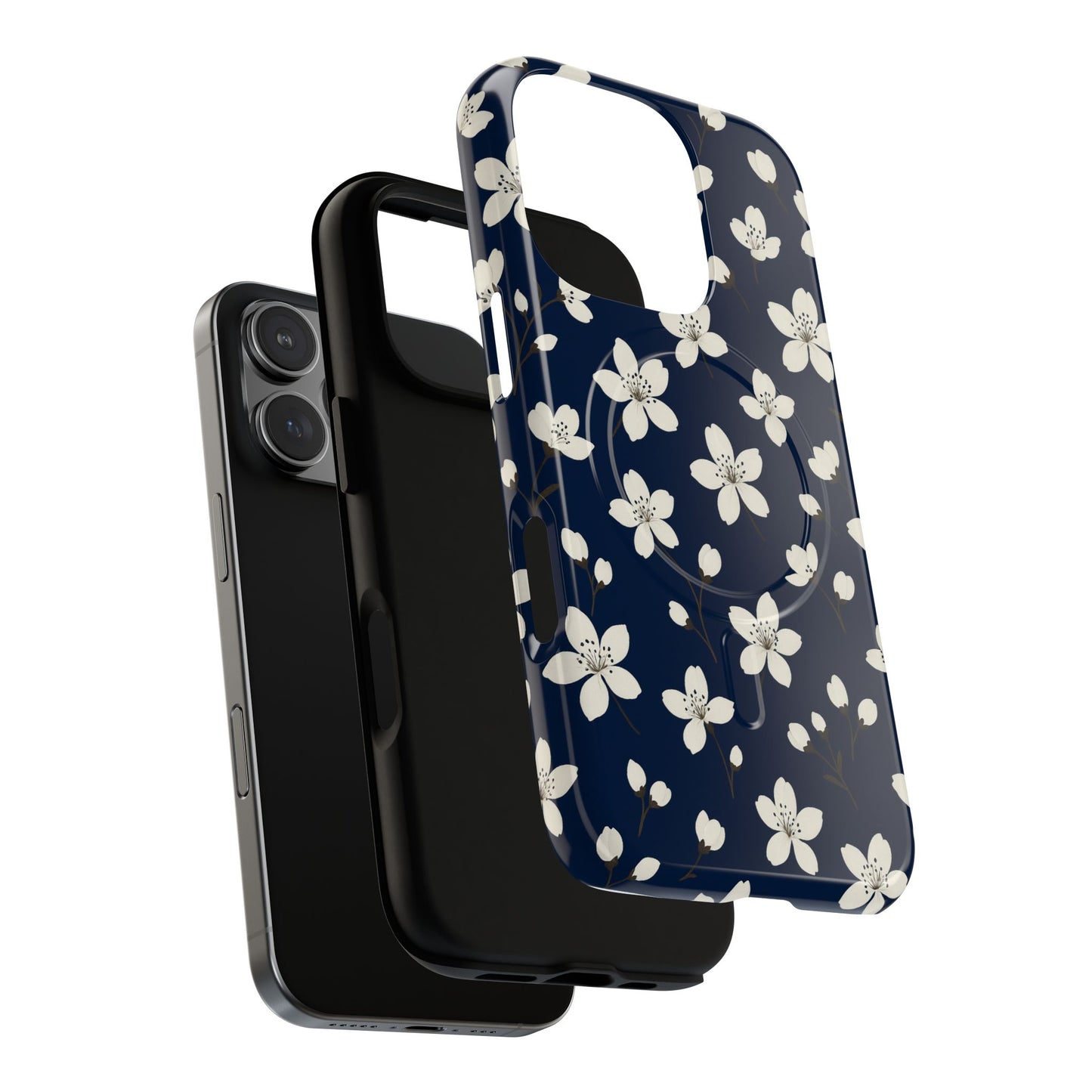 Navy Blossom Floral iPhone Case | MagSafe