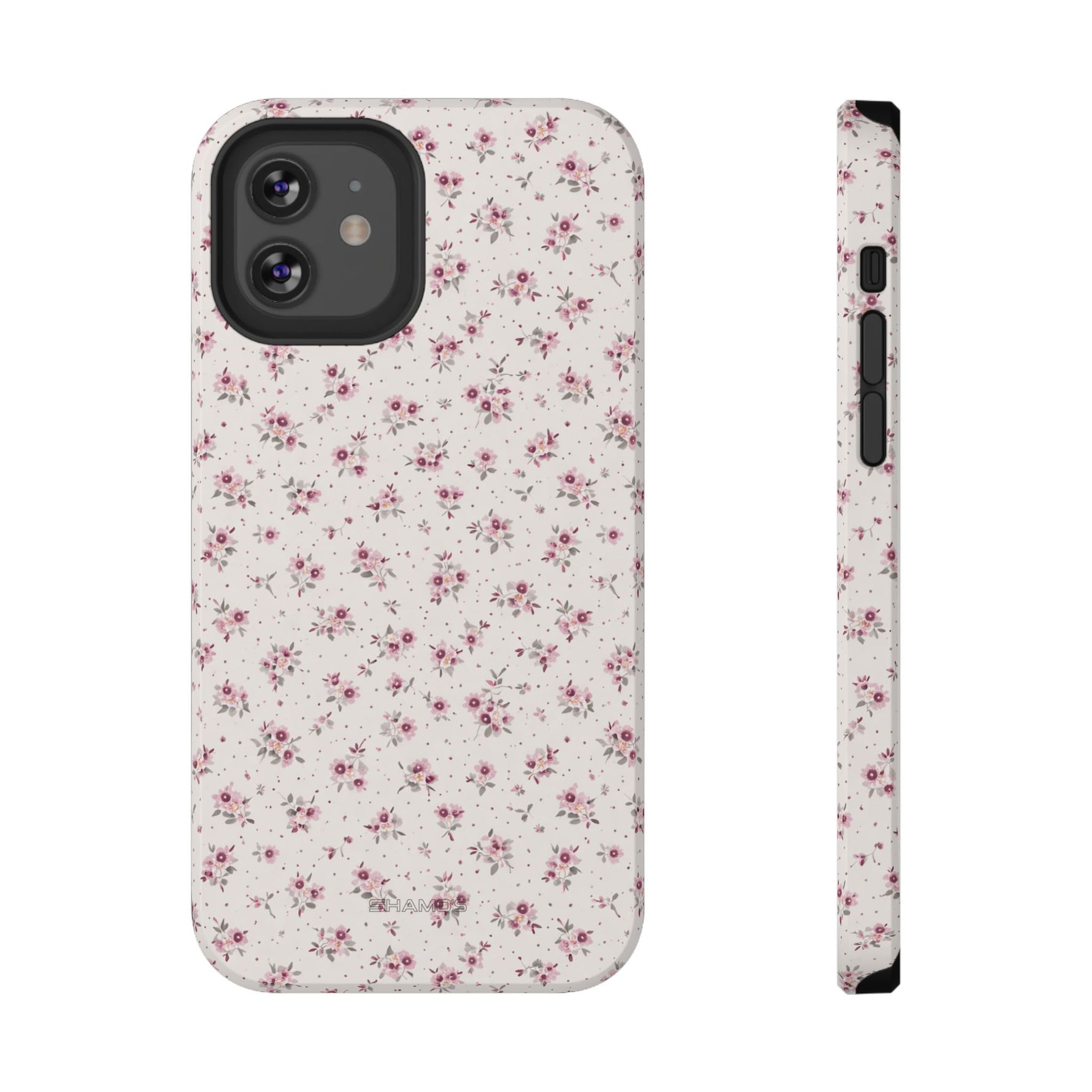 Rosebud Floral Tough iPhone Case | Pink Vintage Flower Protective Cover
