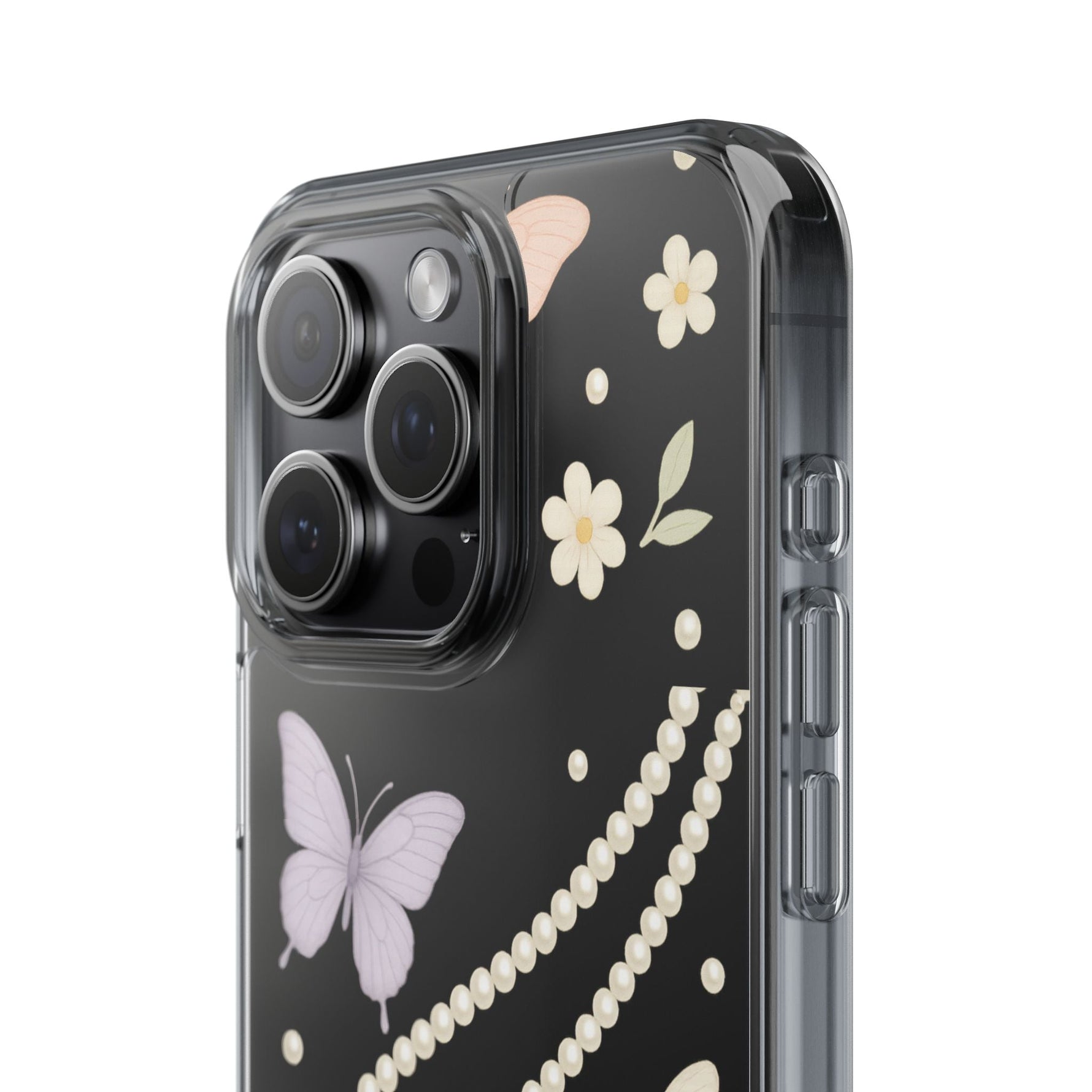 Butterfly Pearl Impact-Resistant Clear iPhone Case  Shamo's