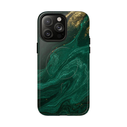 Emerald Marble with Gold Veins iPhone Case | with MagSafe  Shamo's iPhone 14 Pro Max / Glossy