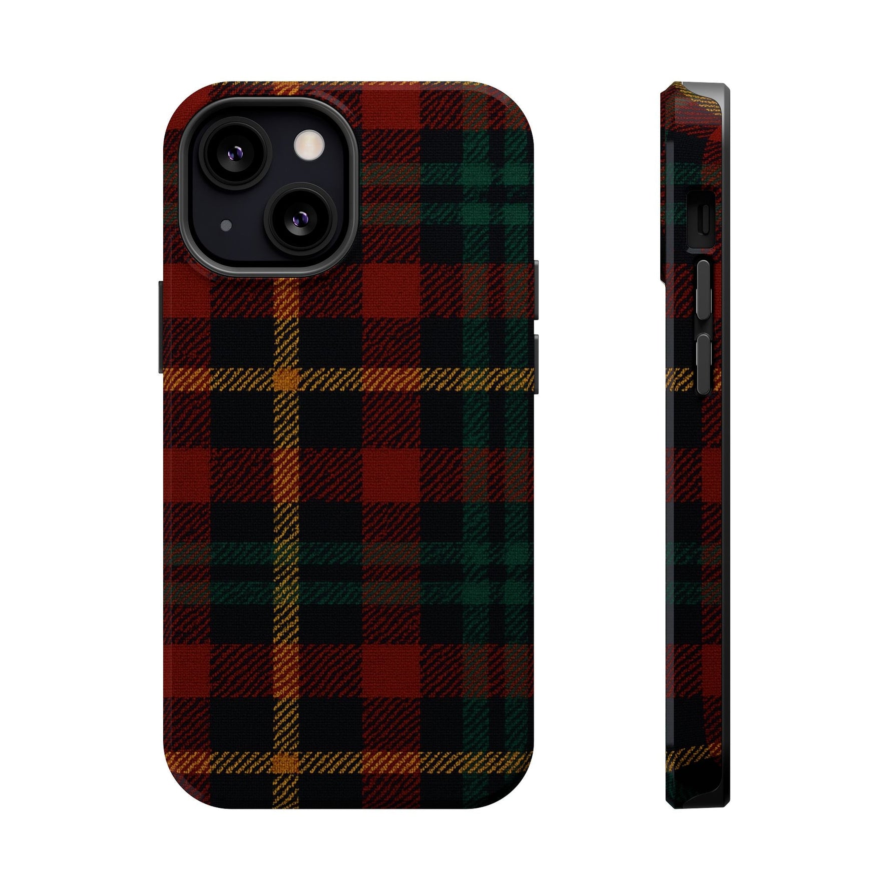 Plaid Impact-Resistant iPhone Case — Red Green Tartan Holiday Theme with MagSafe  Shamo's iPhone 13 Mini / Glossy
