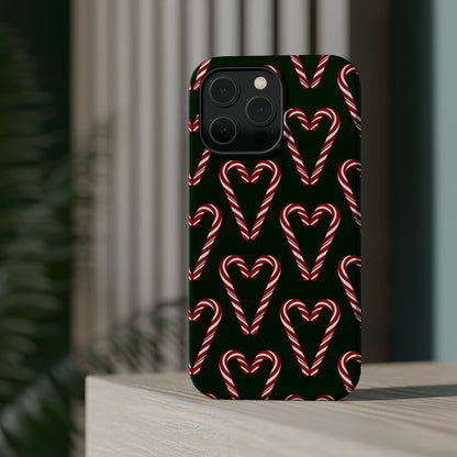 Candy Cane Heart MagSafe Impact-Resistant iPhone Case