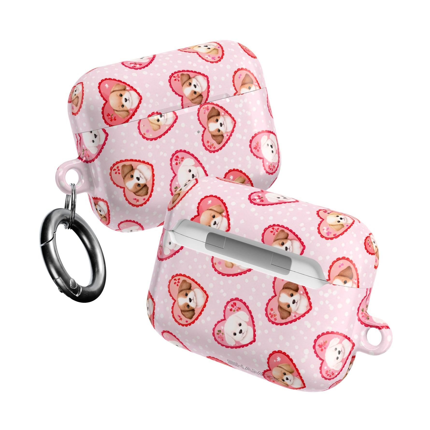 Puppy Hearts AirPod Case, Pink Valentine Pet Pattern