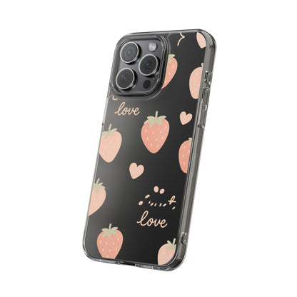 Sweet Love Strawberry Clear iPhone Case | MagSafe