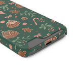 Holiday Gingerbread Phone Case with Card Holder — Festive Green Candy Cane Design  Shamo's