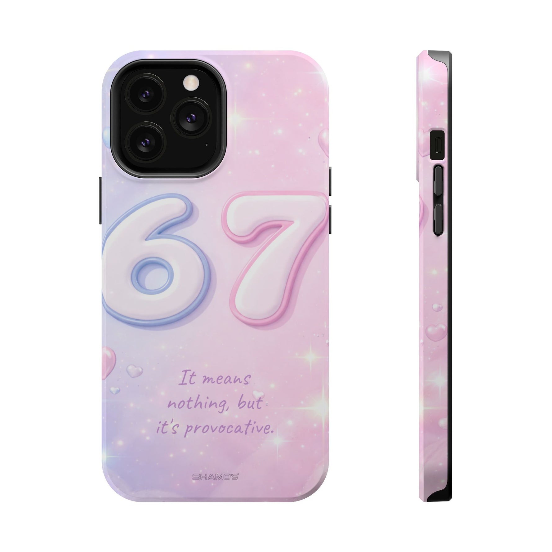 6 7 Viral TikTok Trend Pastel Aesthetic Magnetic Impact-Resistant iPhone Case, Personalizable Text and MagSafe Compatible