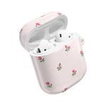AirPod Case - Pink Striped Floral Rose Protective Cover