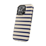 Navy & Cream Ribbed Holiday Sweater Design iPhone Case with MagSafe compatibility  Shamo's