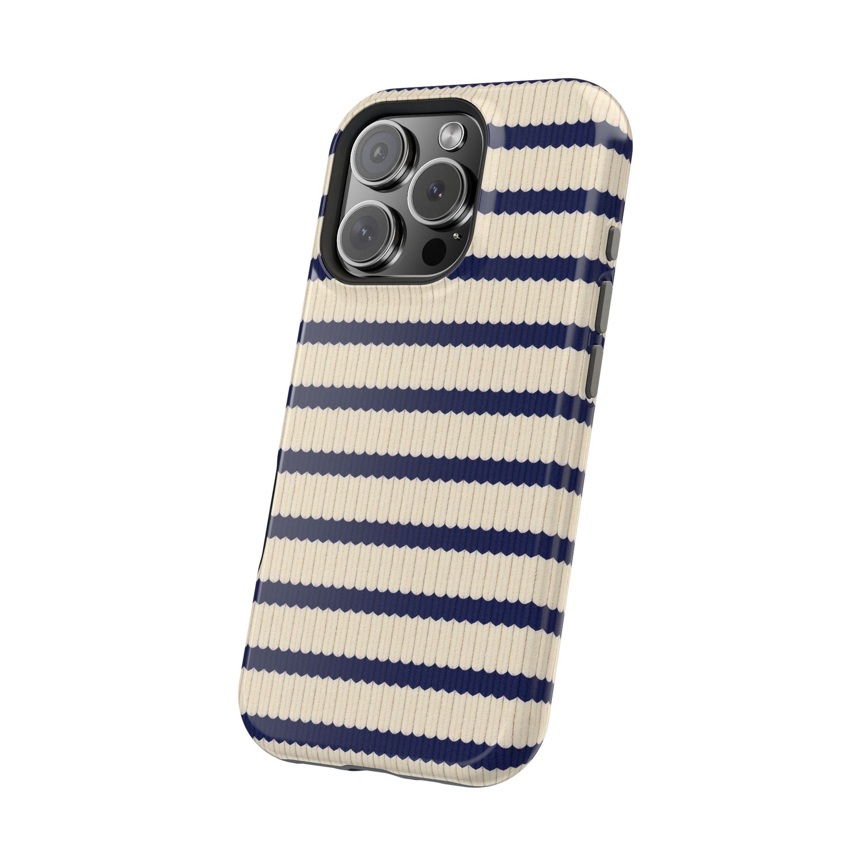 Navy & Cream Ribbed Holiday Sweater Design iPhone Case with MagSafe compatibility  Shamo's