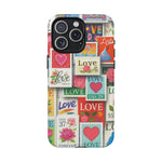 Vintage Romantic Love Stamp iPhone Case | Tough Protection + MagSafe