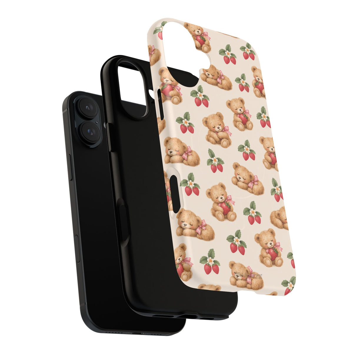 Teddy Berry Cozy Strawberry Pattern iPhone Case with MagSafe