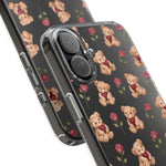 Romantic Teddy Bear Impact-Resistant Phone Case with Heart Design