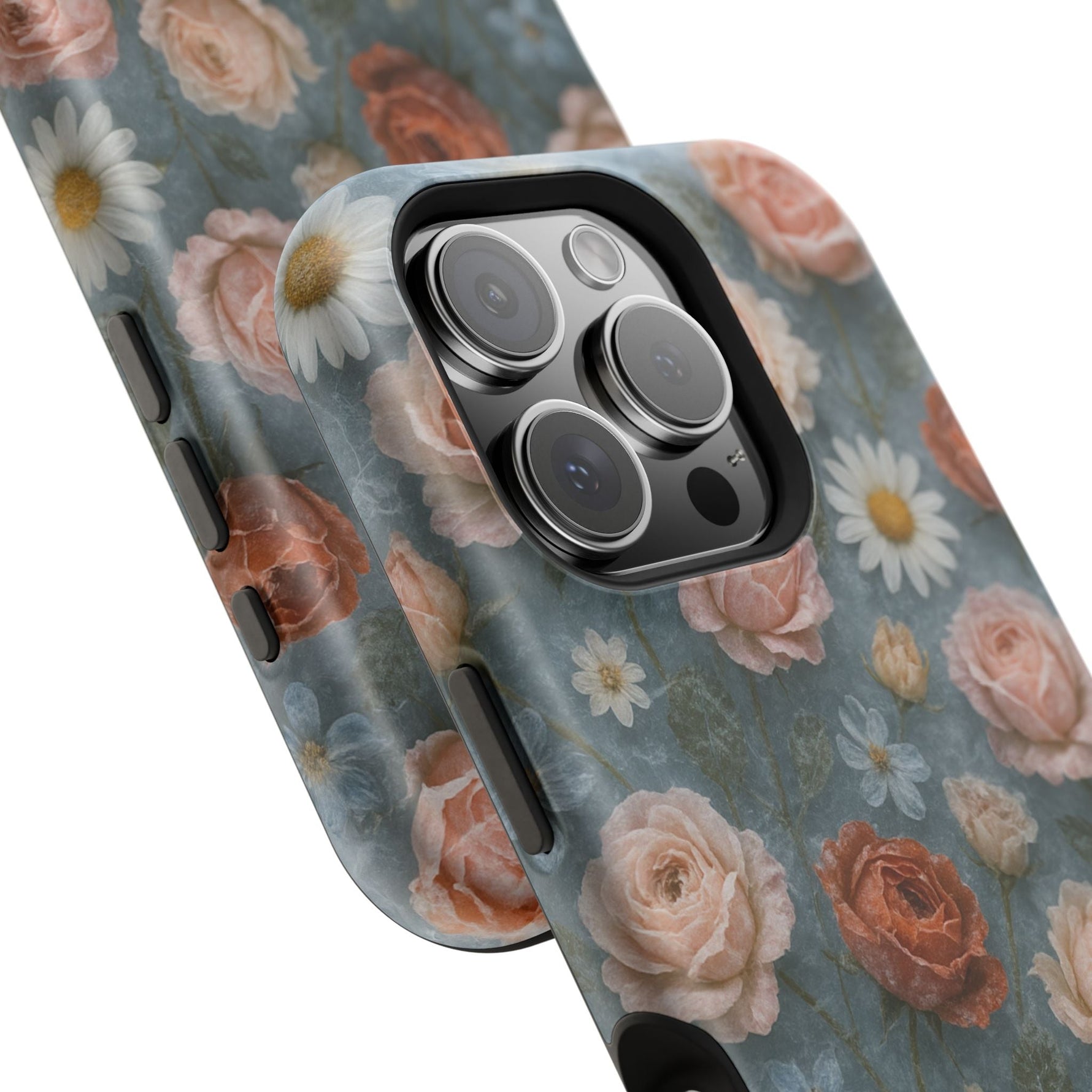 Frozen Floral Vintage Roses & Daisies iPhone Case with MagSafe compatibility  Shamo's