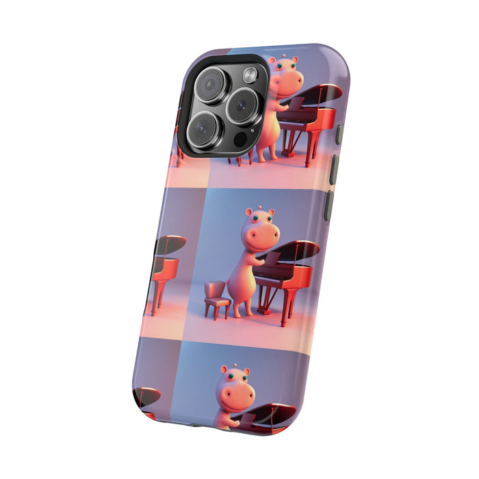 MagSafe Tough Cases with Tiny cute hippo playing a piano