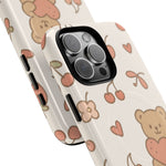 Teddy Berry Cozy Strawberry Pattern iPhone Case with MagSafe