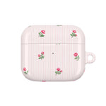AirPod Case - Pink Striped Floral Rose Protective Cover